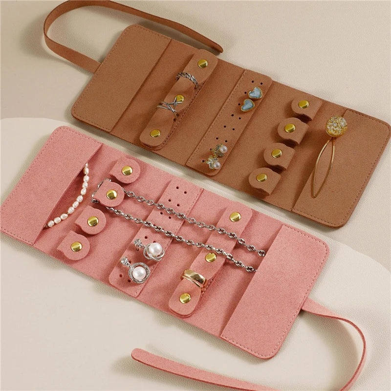 travel jewelry box portable foldable jewelry box roll for jewelry bracelet ring necklaces earring storage bag for travel bags - azartravelgear