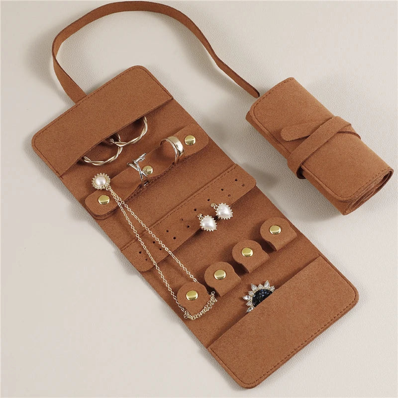 travel jewelry box portable foldable jewelry box roll for jewelry bracelet ring necklaces earring storage bag for travel bags - azartravelgear