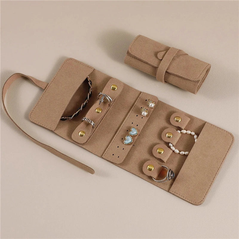 travel jewelry box portable foldable jewelry box roll for jewelry bracelet ring necklaces earring storage bag for travel bags - azartravelgear