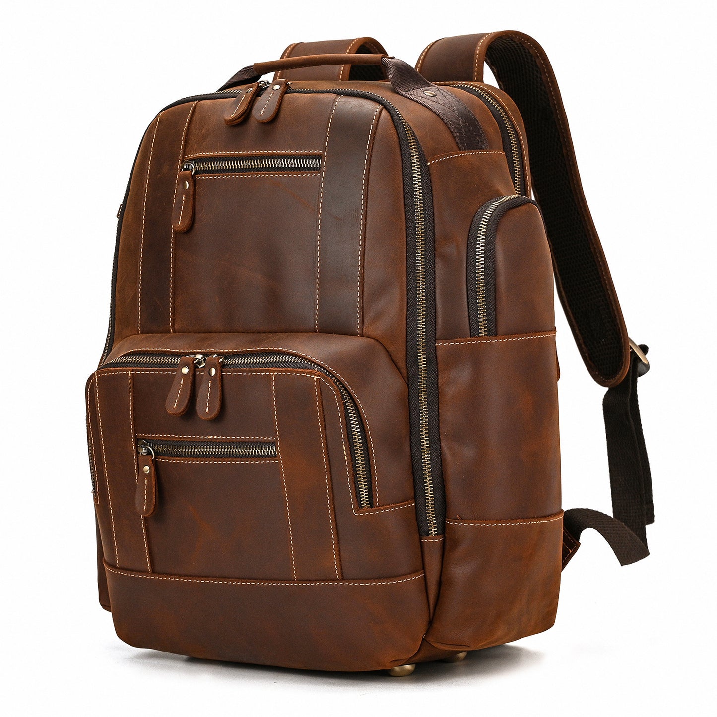 retro men's backpack cowhide large capacity 15-inch computer bag - azartravelgear
