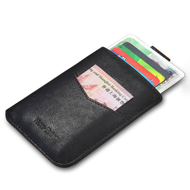genuine leather wallet men's card holder thin cowhide - azartravelgear