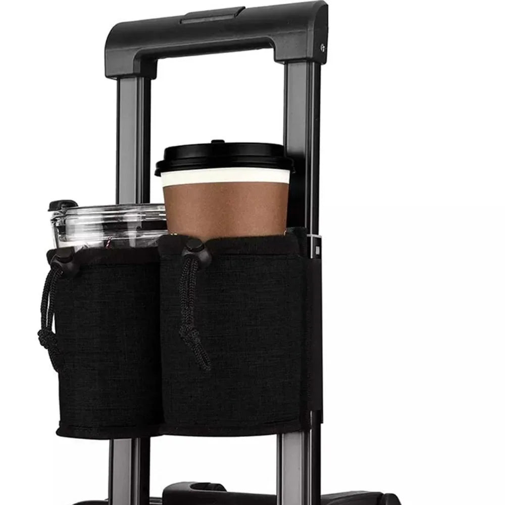 luggage cup holder-hands-free-travel drink pouch for suitcase handles - azartravelgear