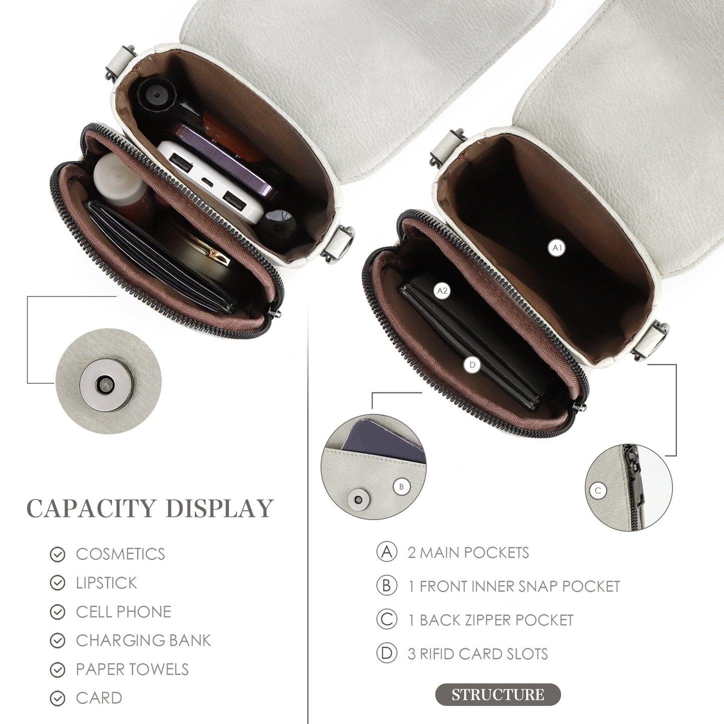 adjustable shoulder strap portable mini small crossbody bag - azartravelgear