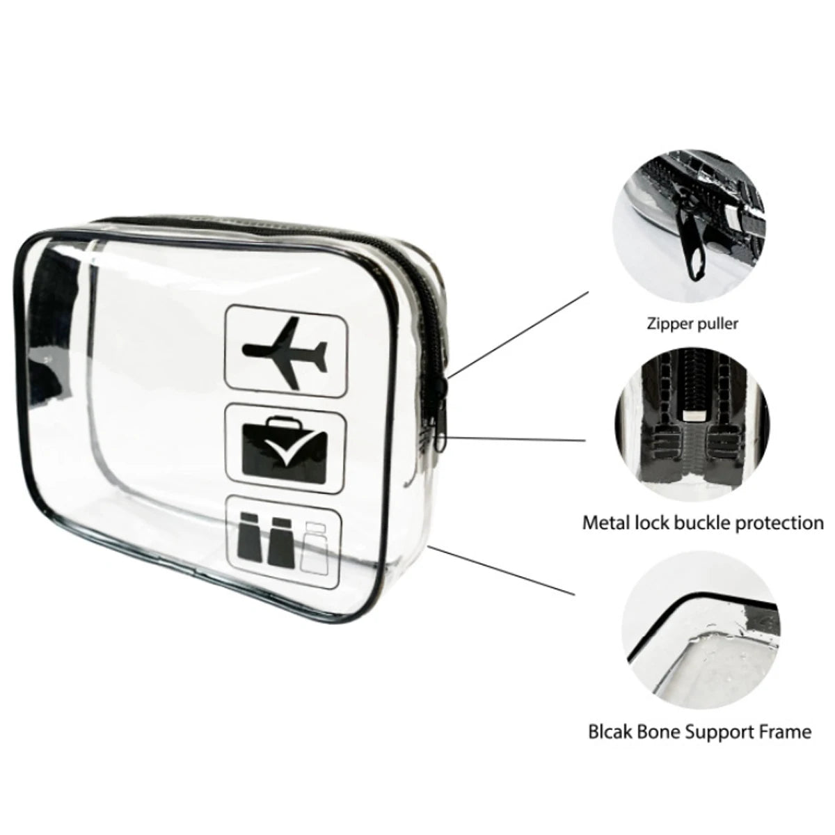 clear waterproof travel makeup bag-transparant toiletry organizer with zipper - azartravelgear
