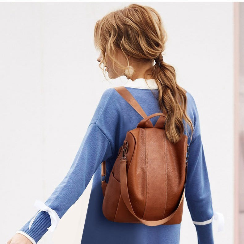 women's solid color large capacity backpack - azartravelgear