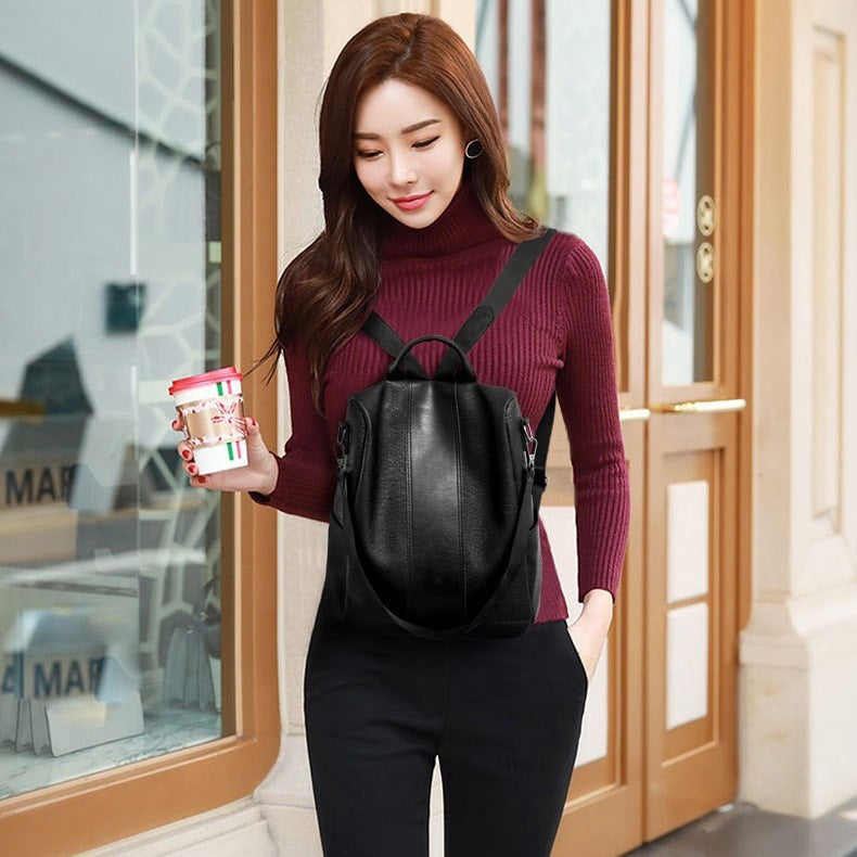 women's solid color large capacity backpack - azartravelgear