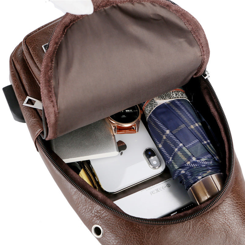 usb portable charging chest bag messenger bag - azartravelgear