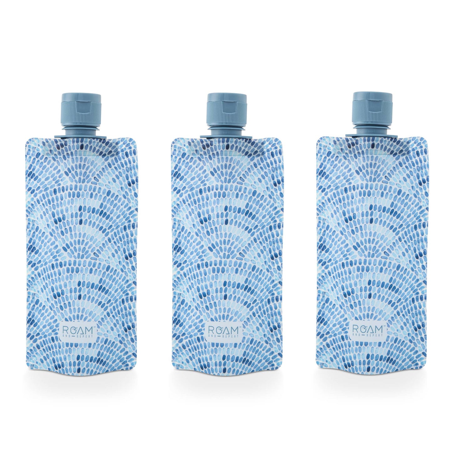 3pc 3oz rr flat travel bottles - blue fan mosaic - jetwell.shop