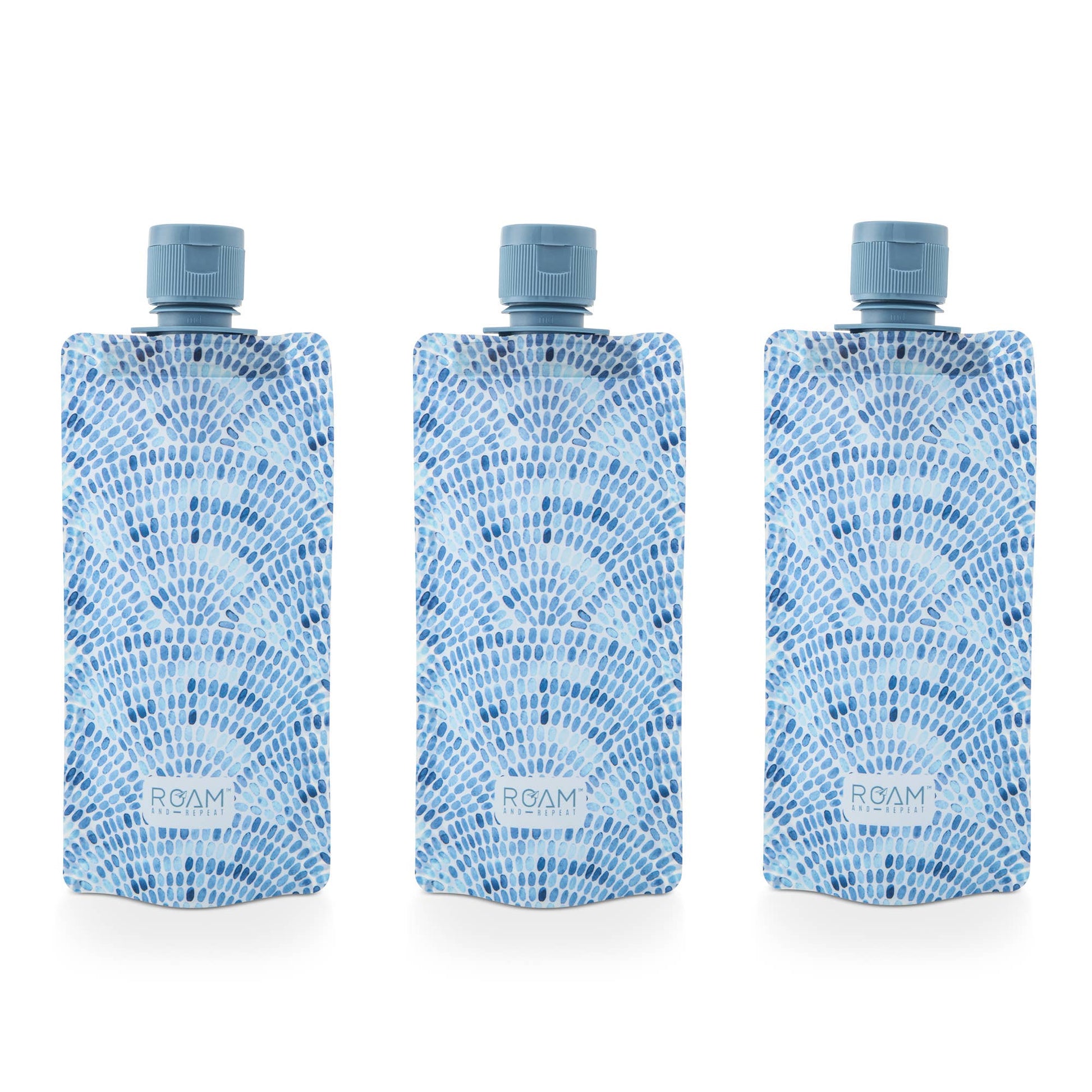 3pc 3oz RR Flat Travel Bottles - Blue Fan Mosaic - Jetwell.shop