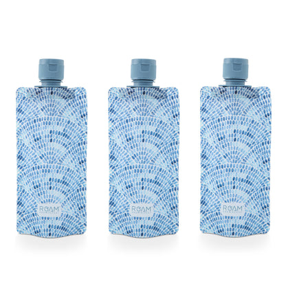 3pc 3oz RR Flat Travel Bottles - Blue Fan Mosaic - Jetwell.shop