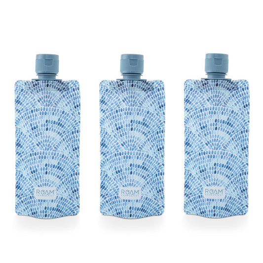 3pc 3oz RR Flat Travel Bottles - Blue Fan Mosaic - Jetwell.shop