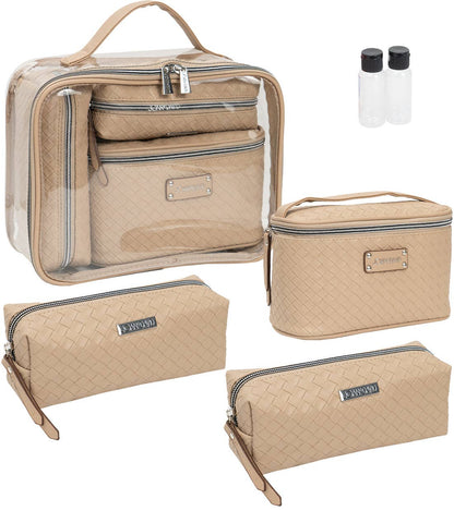 Joan & David Woven 4 Piece Clear Cosmetic Bag Set - Jetwell.shop