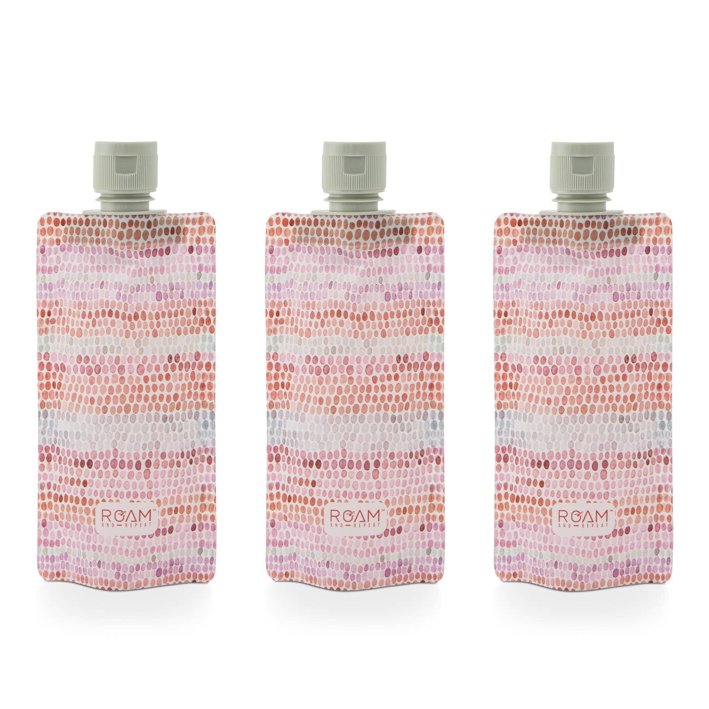 3pc 3oz rr flat travel bottles - pink stripe mosaic - jetwell.shop