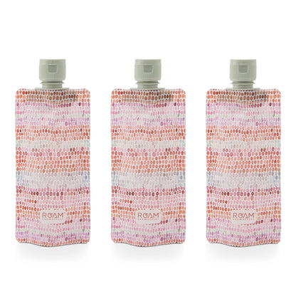 3pc 3oz RR Flat Travel Bottles - Pink Stripe Mosaic - Jetwell.shop