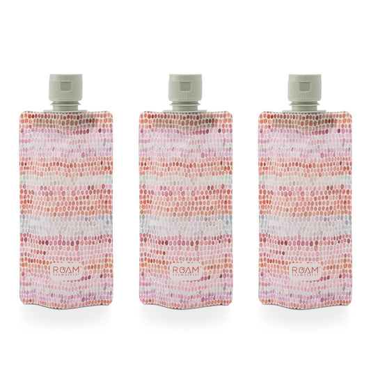 3pc 3oz RR Flat Travel Bottles - Pink Stripe Mosaic - Jetwell.shop