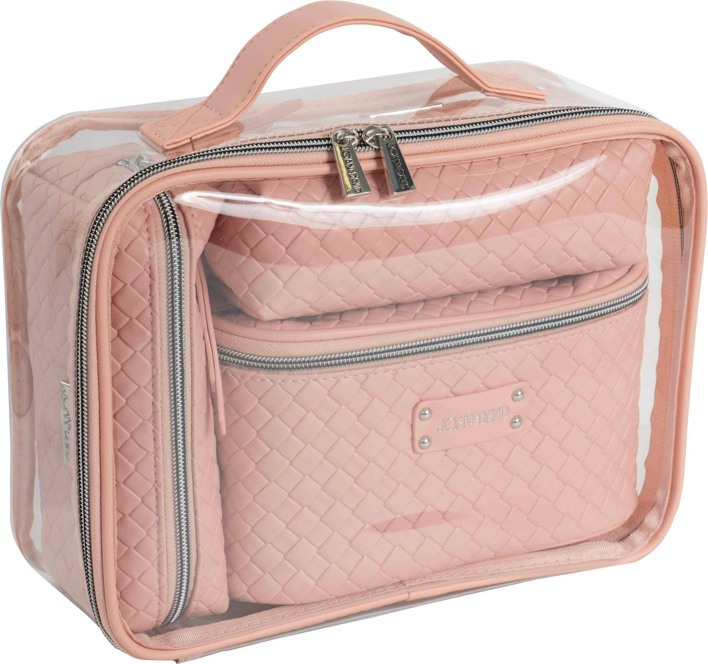 joan & david woven 4 piece clear cosmetic bag set - jetwell.shop