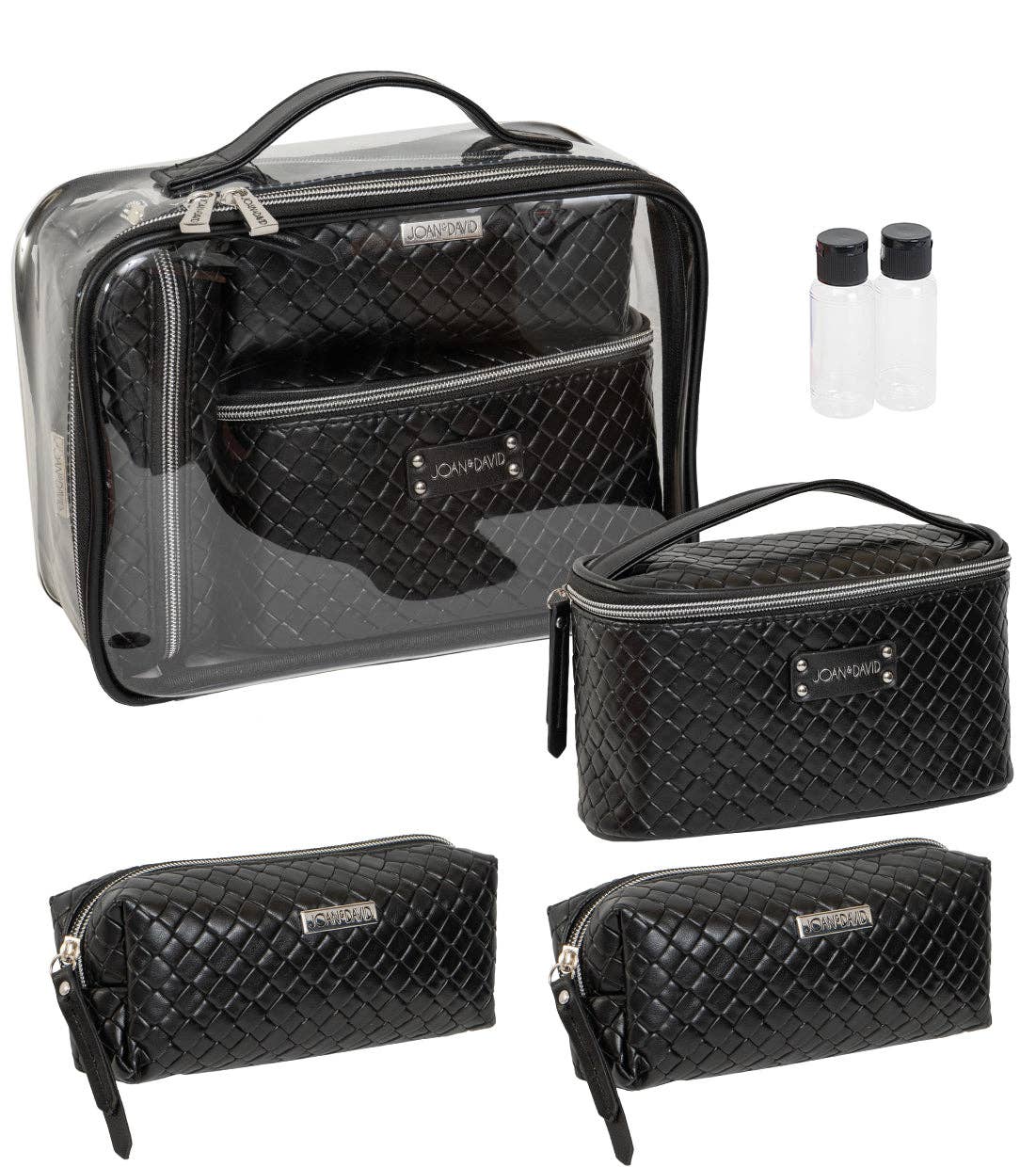 joan & david woven 4 piece clear cosmetic bag set - jetwell.shop