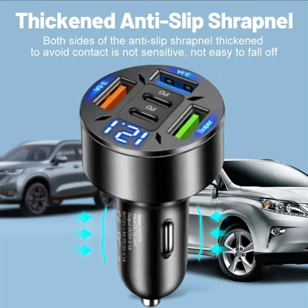 digital display car with 3usb car charger fast phone head mobile charging pd phone adapter car mobile charging - azartravelgear