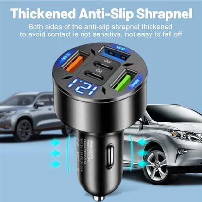 Digital Display Car With 3USB Car Charger Fast Phone Head Mobile Charging PD Phone Adapter Car Mobile Charging - AzarTravelGear