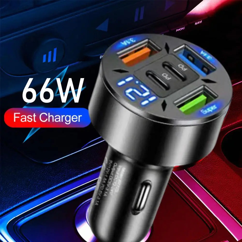 digital display car with 3usb car charger fast phone head mobile charging pd phone adapter car mobile charging - azartravelgear
