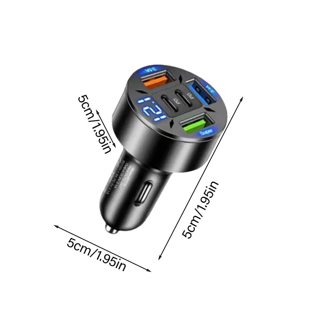Digital Display Car With 3USB Car Charger Fast Phone Head Mobile Charging PD Phone Adapter Car Mobile Charging - AzarTravelGear