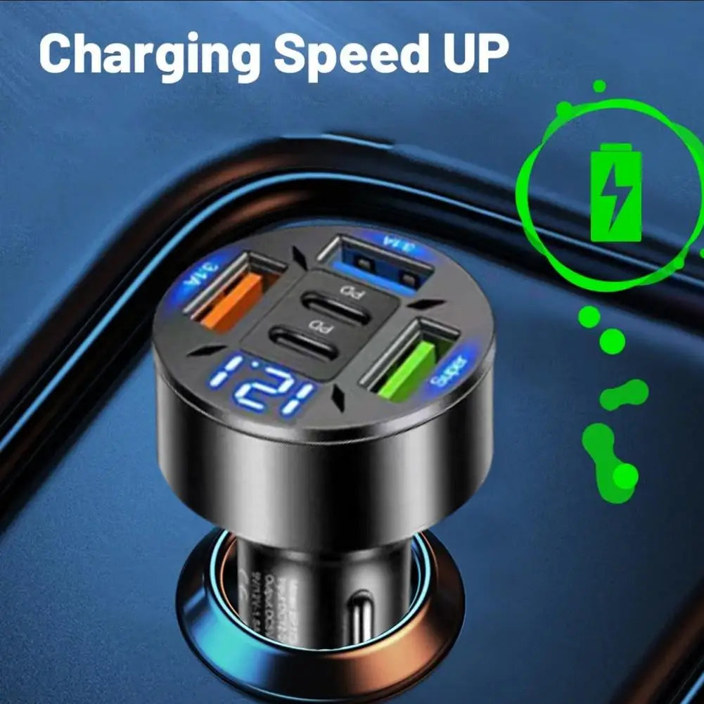 digital display car with 3usb car charger fast phone head mobile charging pd phone adapter car mobile charging - azartravelgear