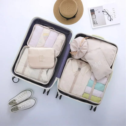 7pcs Set Travel Packing Cubes, Portable Mesh Luggage Storage Bag, Underwear Clothes Organizer Bag With Shoes Bag - AzarTravelGear