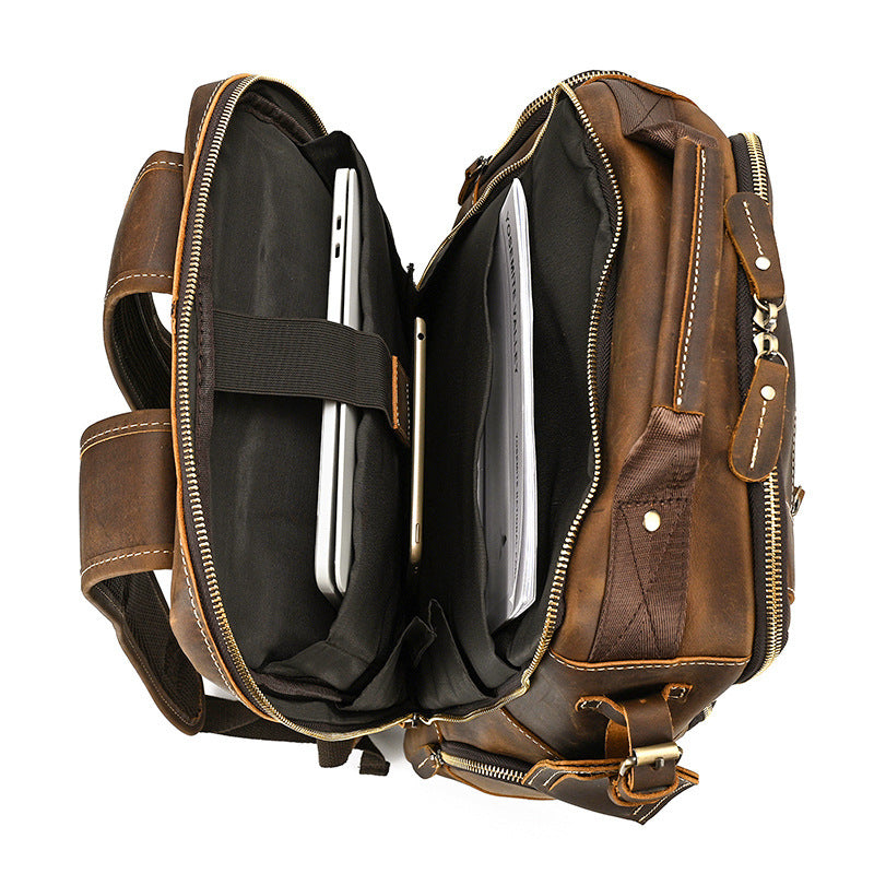 retro men's backpack cowhide large capacity 15-inch computer bag - azartravelgear