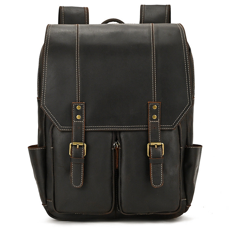retro men's backpack cowhide large capacity 15-inch computer bag - azartravelgear