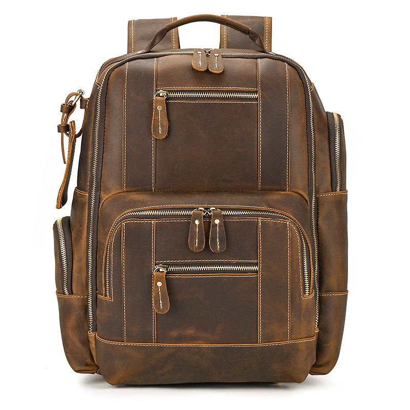 retro men's backpack cowhide large capacity 15-inch computer bag - azartravelgear