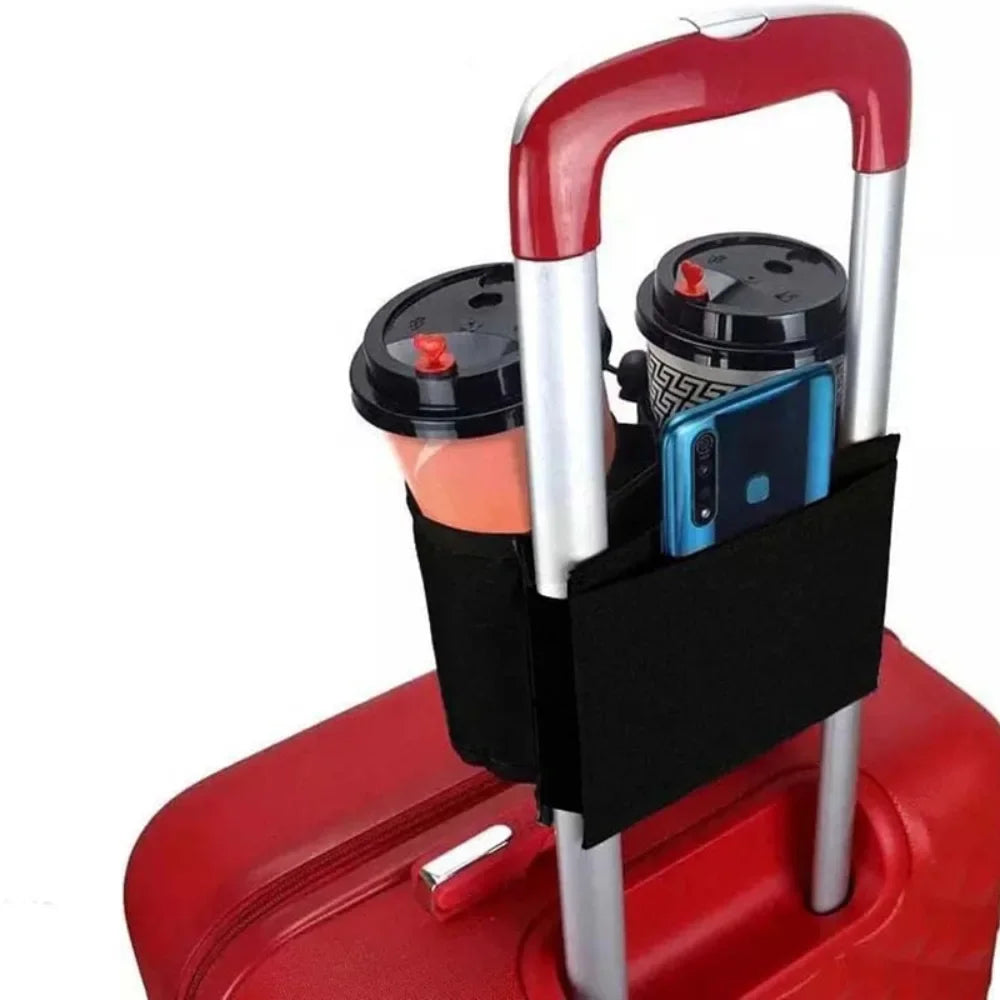 luggage cup holder-hands-free-travel drink pouch for suitcase handles - azartravelgear