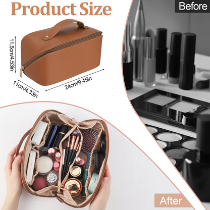 Travel Makeup Bag with Divider and Handle - AzarTravelGear