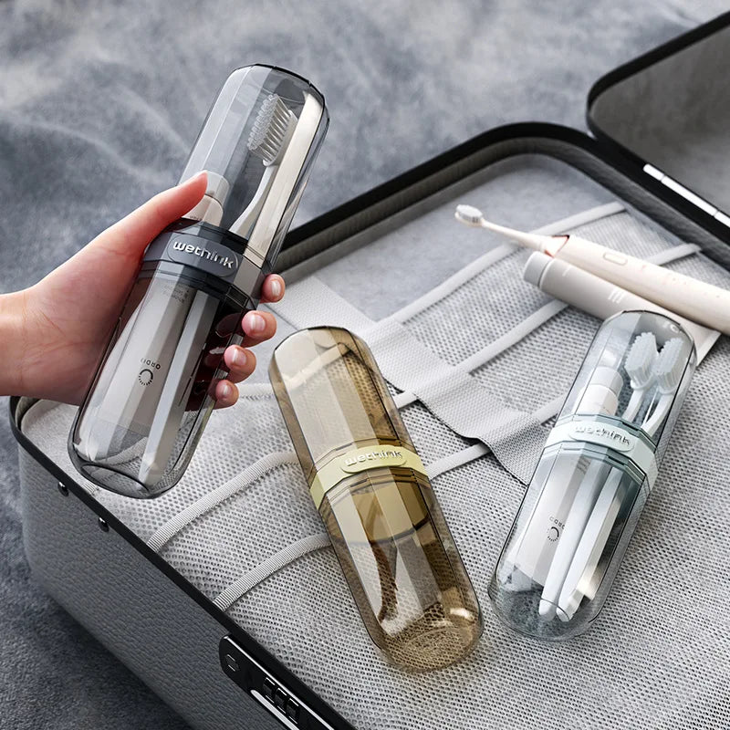 portable toothbrush travel case-compact, clear & leak-resistant - azartravelgear