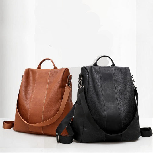 Women's solid color large capacity backpack - AzarTravelGear