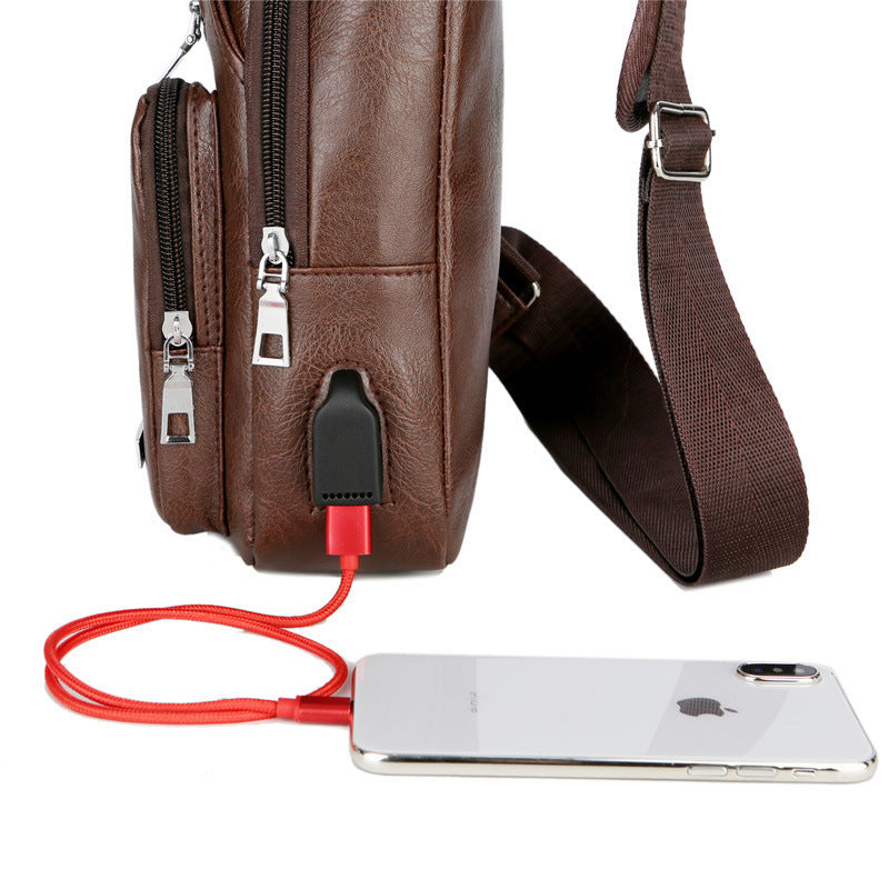 usb portable charging chest bag messenger bag - azartravelgear