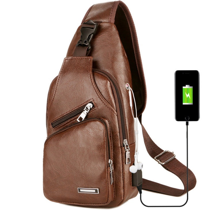 usb portable charging chest bag messenger bag - azartravelgear