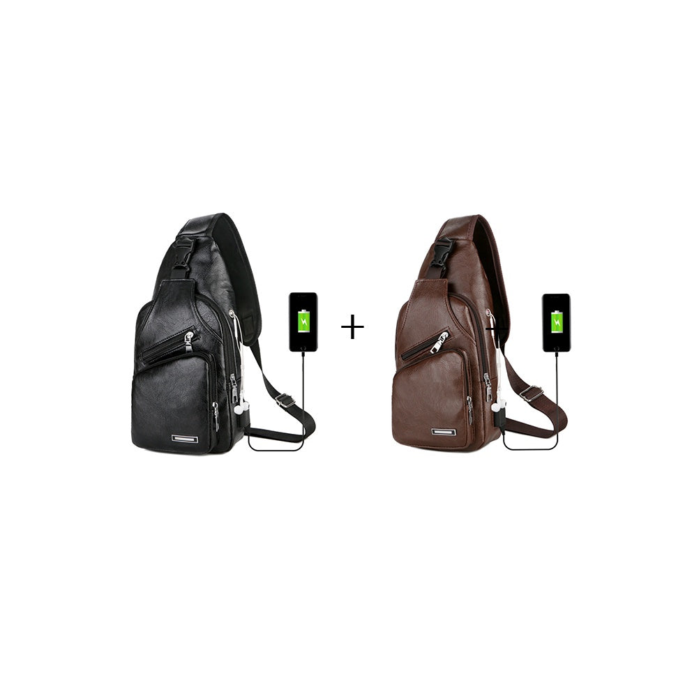 usb portable charging chest bag messenger bag - azartravelgear